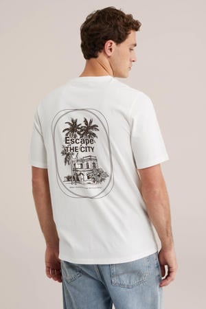 regular T-shirt met backprint ecru