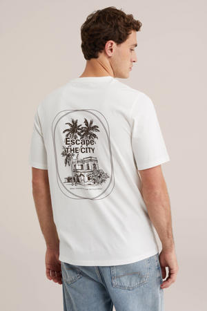 regular T-shirt met backprint ecru