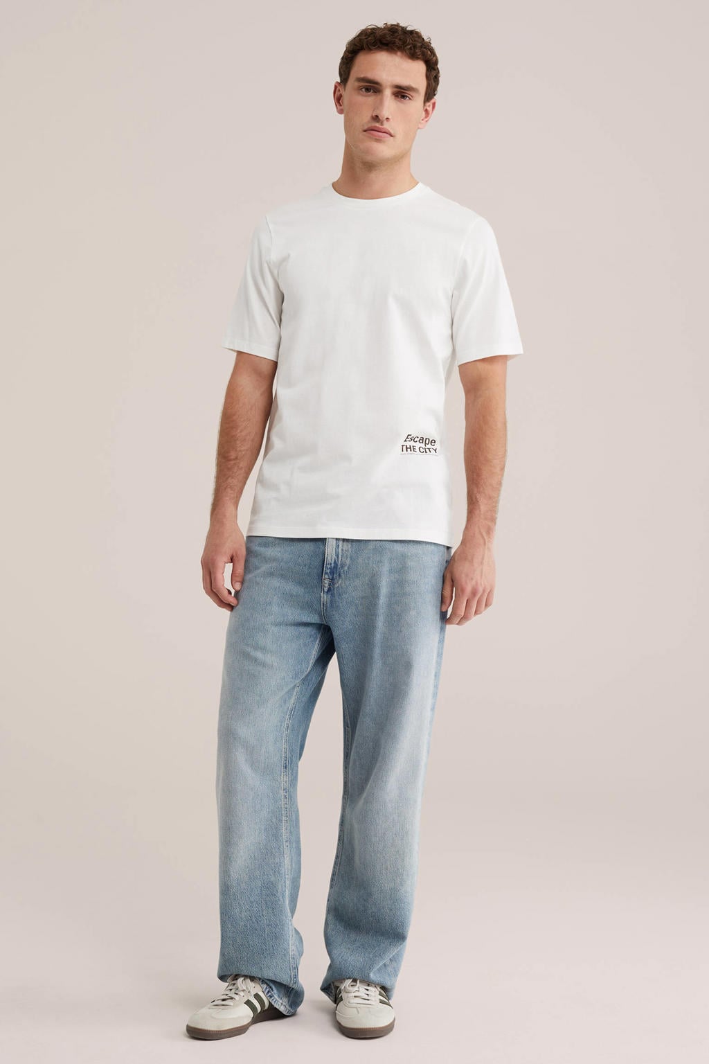 WE Fashion regular T-shirt met backprint ecru