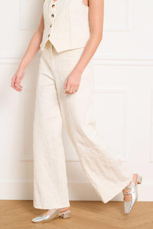 wide leg high waist broek wit