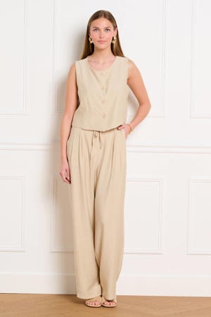 high waist broek beige