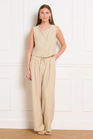 high waist broek beige