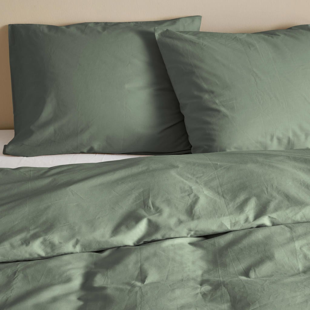 NOUS Living katoenen lits-jumeaux dekbedovertrek 240x220 cm - groen