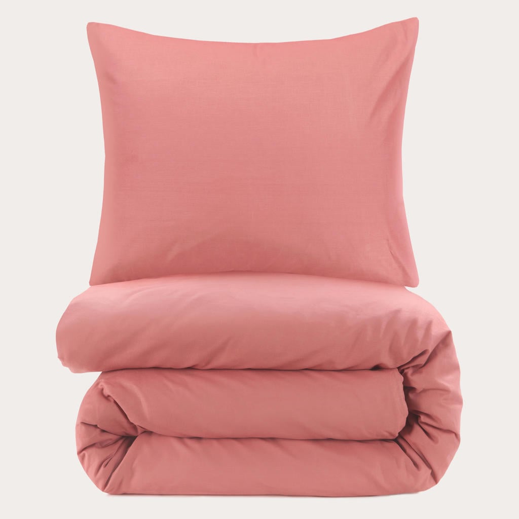 NOUS Living 1-persoons katoenen dekbedovertrek 140x220 cm - roze