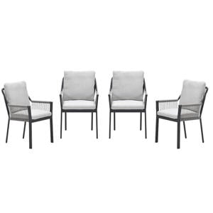 Raxa tuinstoelen (set van 4) - carbon black / rope taupe