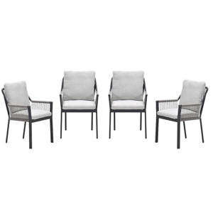 Raxa tuinstoelen (set van 4) - carbon black / rope taupe