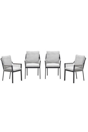 Raxa tuinstoelen (set van 4) - carbon black / rope taupe 
