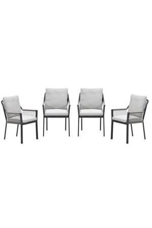 Raxa tuinstoelen (set van 4) - carbon black / rope taupe