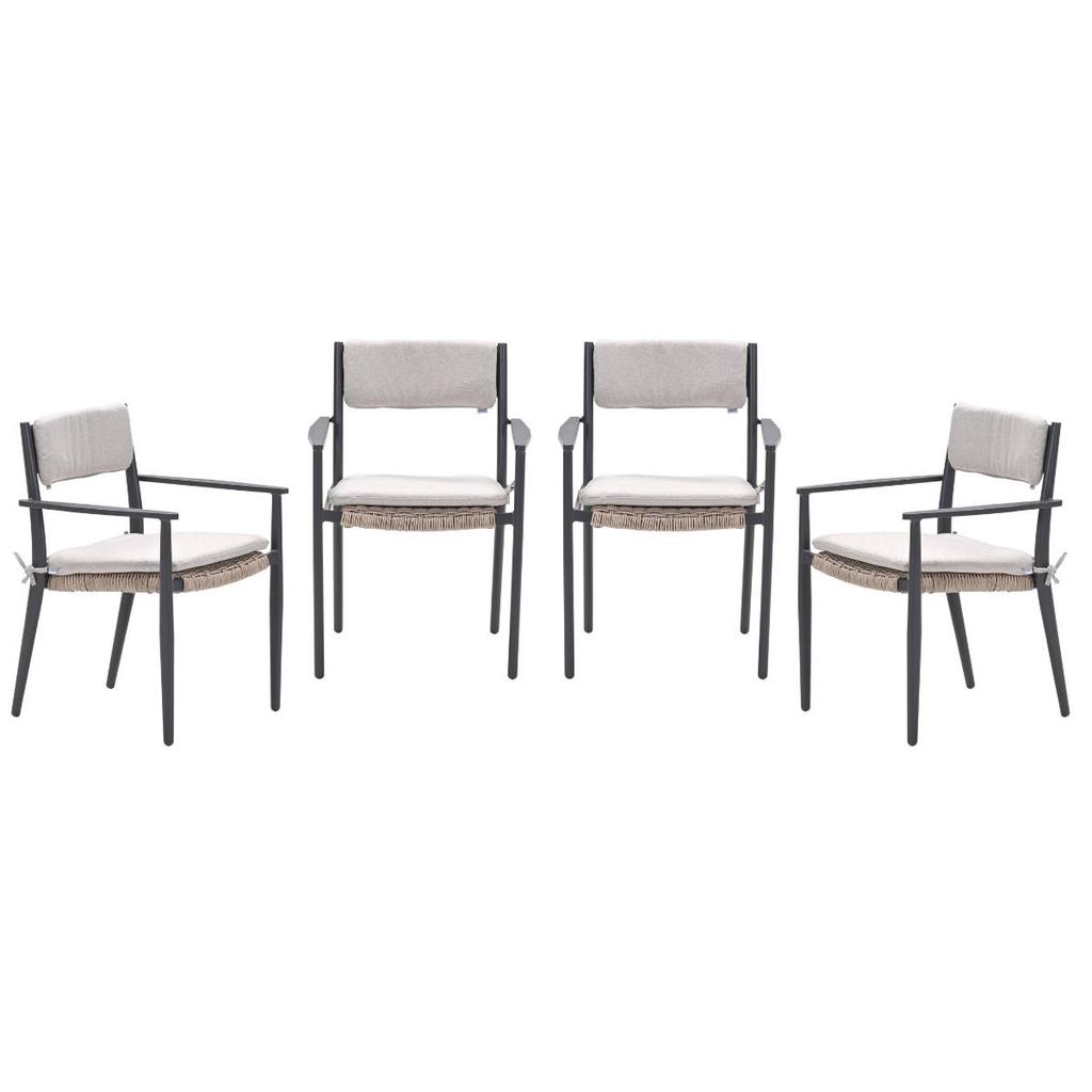 Garden Impressions Parijs tuinstoelen (set van 4) - carbon black / desert sand