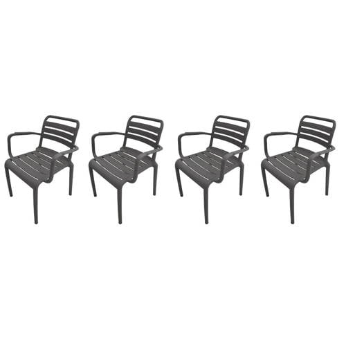 Garden Impressions Orleans tuinstoelen (set van 4) antraciet – grijs