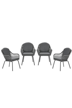 Triton tuinstoelen (set van 4) grijs rope