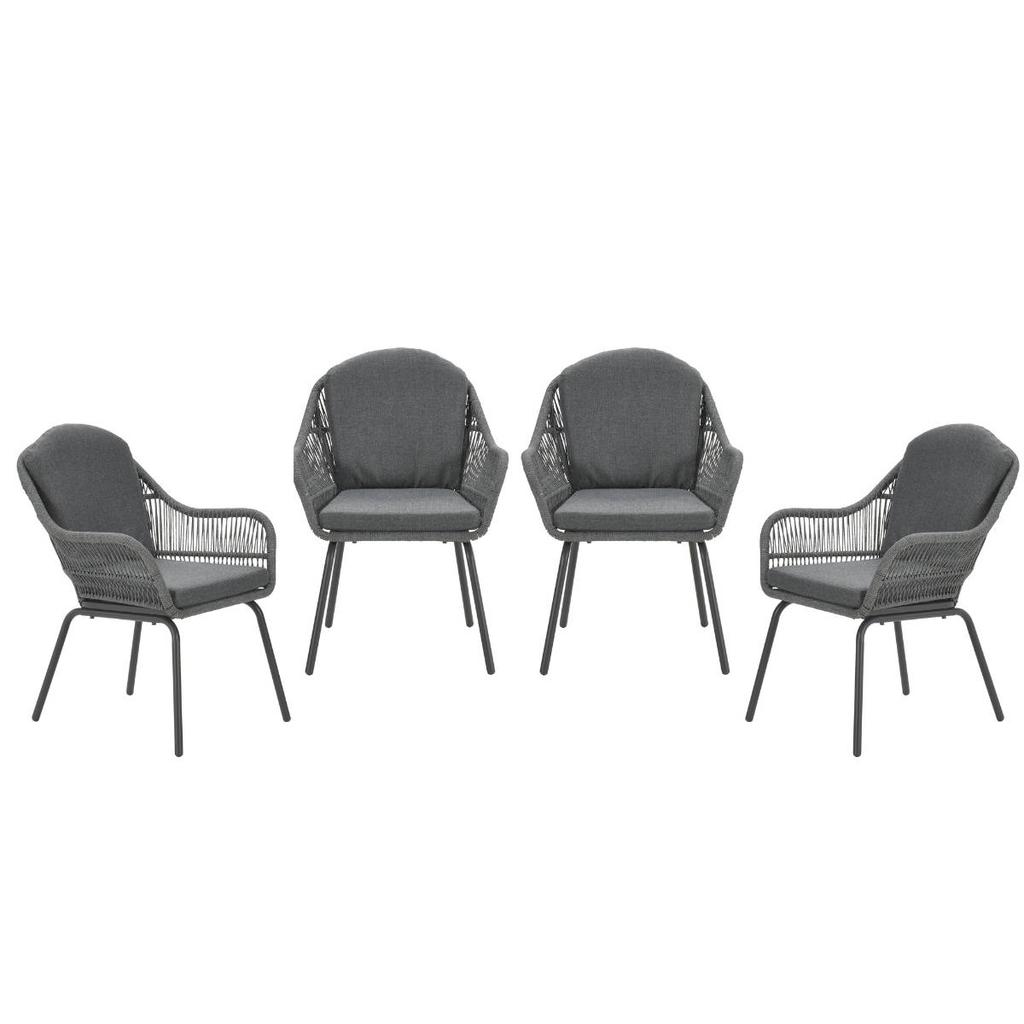 Garden Impressions Triton tuinstoelen (set van 4) grijs rope