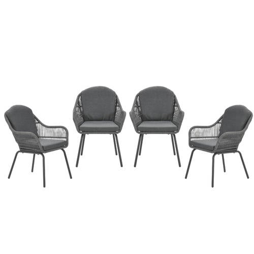 Garden Impressions Triton tuinstoelen (set van 4) grijs rope