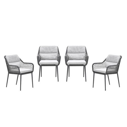 Garden Impressions Toledo tuinstoelen (set van 4) donkergrijs – grijs