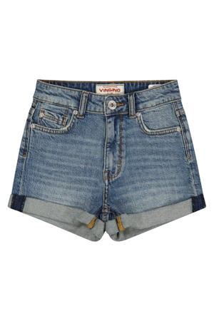 regular waist short medium blue denim