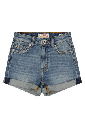 regular waist short medium blue denim