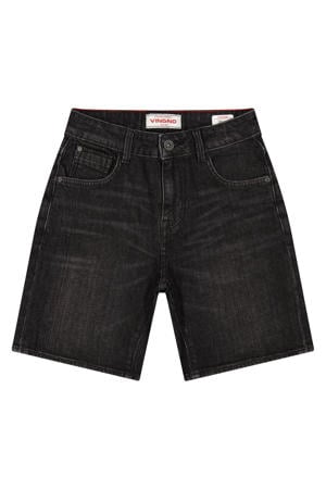 regular waist short black denim