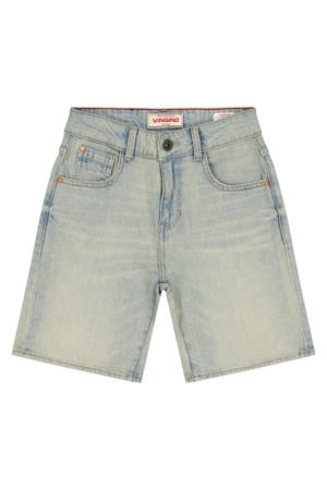 regular waist short light blue denim