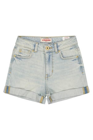 regular waist short light blue denim