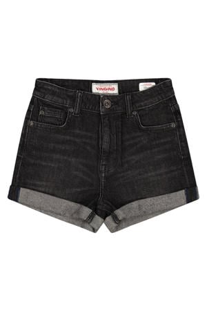 regular waist short black denim