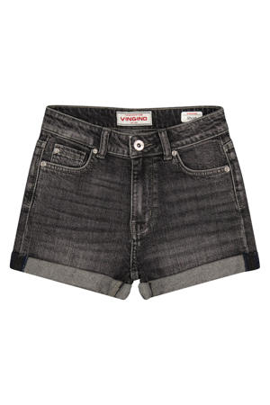 regular waist short grey denim