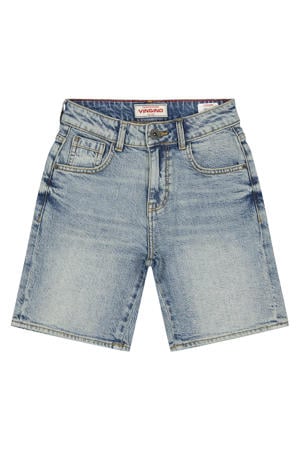 regular waist short light blue denim