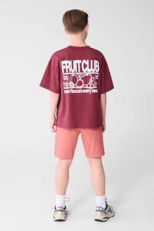 T-shirt met backprint donkerrood