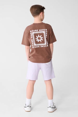 T-shirt met backprint bruin