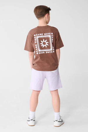 T-shirt met backprint bruin