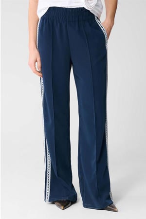wide leg high waist broek donkerblauw