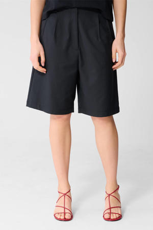 wide leg high waist bermuda short zwart