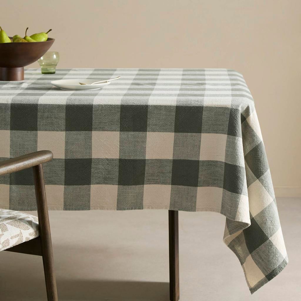 NOUS Living Lina Print katoenen tafelkleed 150x250 cm - groen/wit