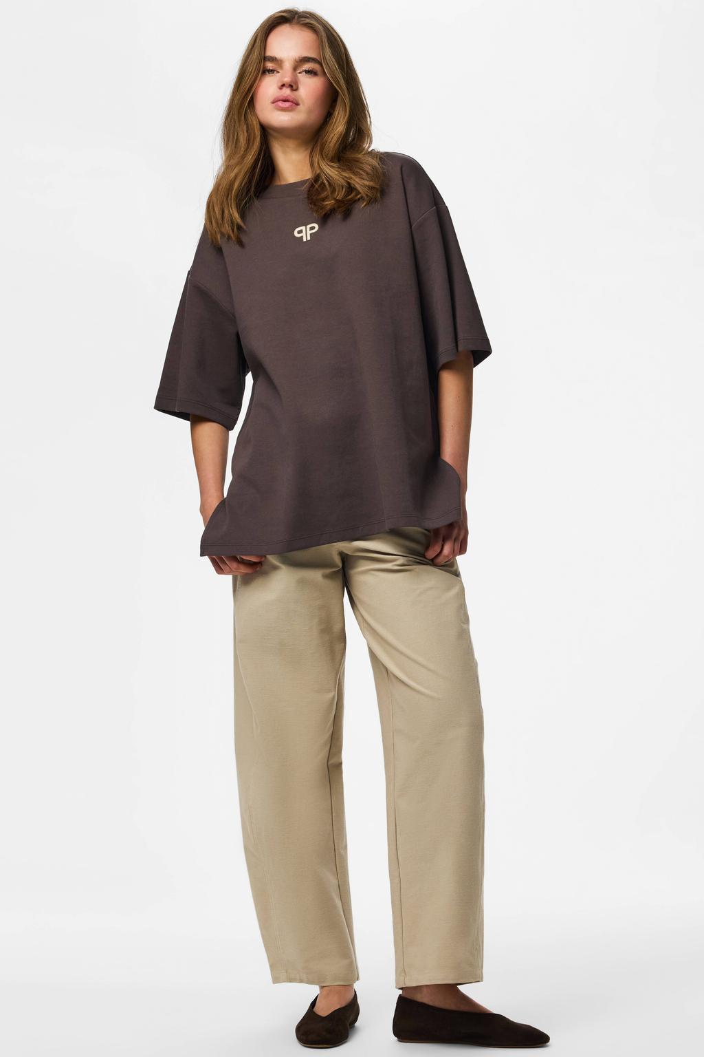 PIECES T-shirt bruin