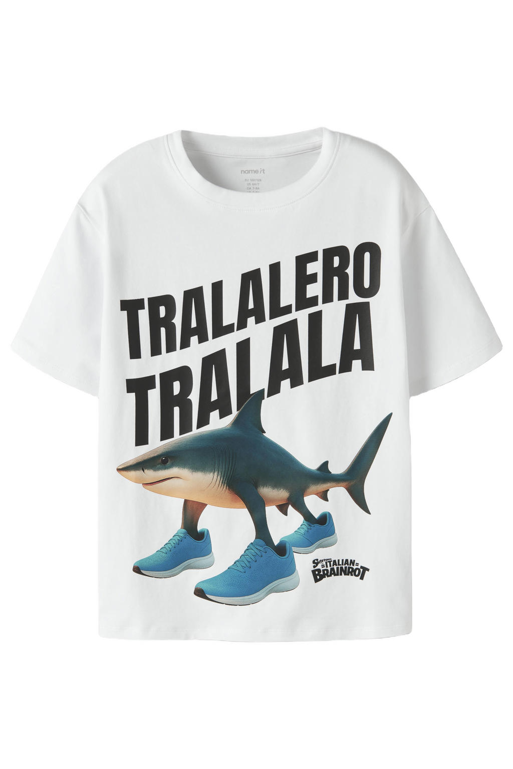 Witte jongens NAME IT KIDS T-shirt van stretchkatoen met printopdruk, korte mouwen en ronde hals