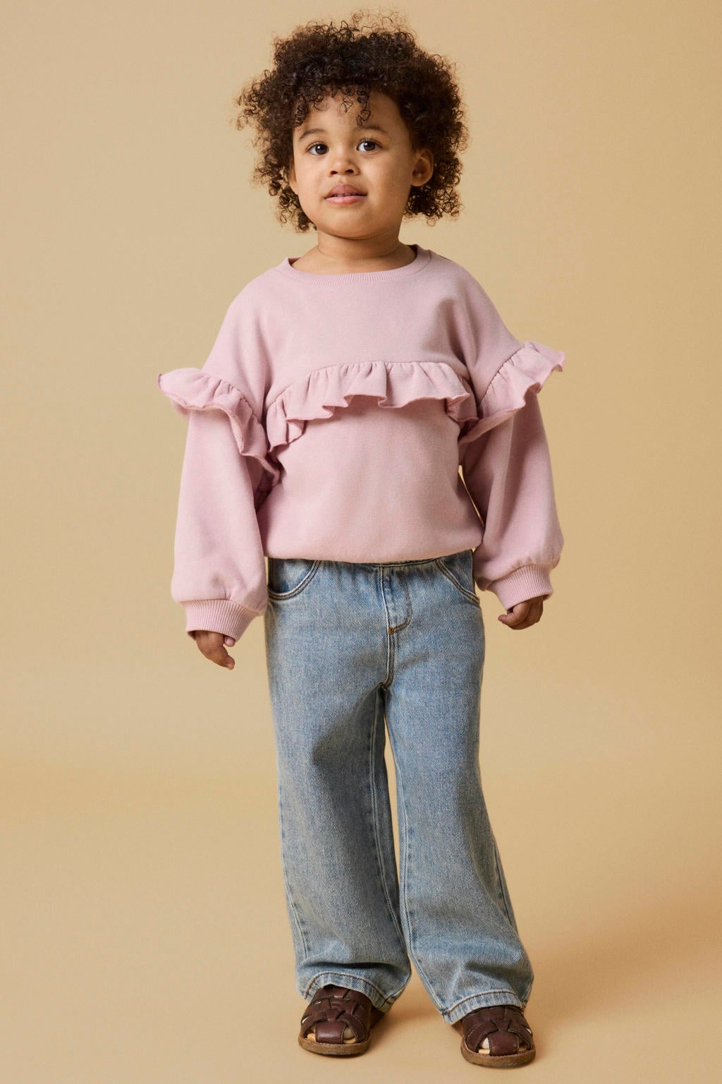 LIL' ATELIER MINI loose fit sweater met ruches - roze
