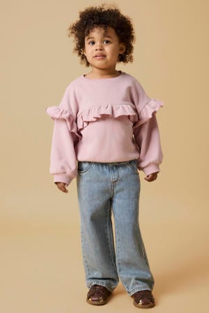 loose fit sweater met ruches - roze