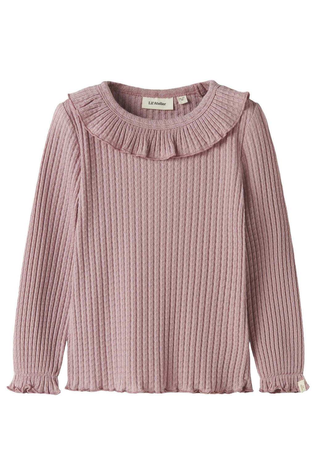 LIL' ATELIER MINI longsleeve met ruches - roze
