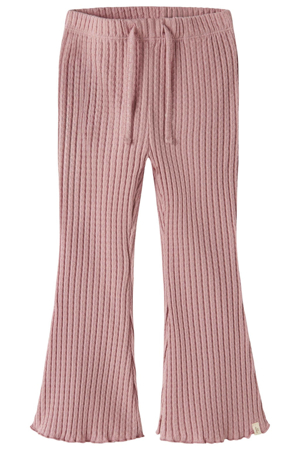 Roze meisjes LIL' ATELIER MINI flared legging van katoen met elastische tailleband met koord en effen