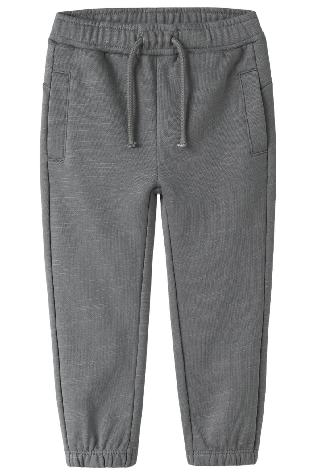 Grijze jongens LIL' ATELIER MINI sweat regular fit joggingbroek met elastische tailleband met koord
