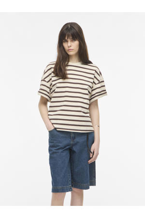 gestreept T-shirt - beige