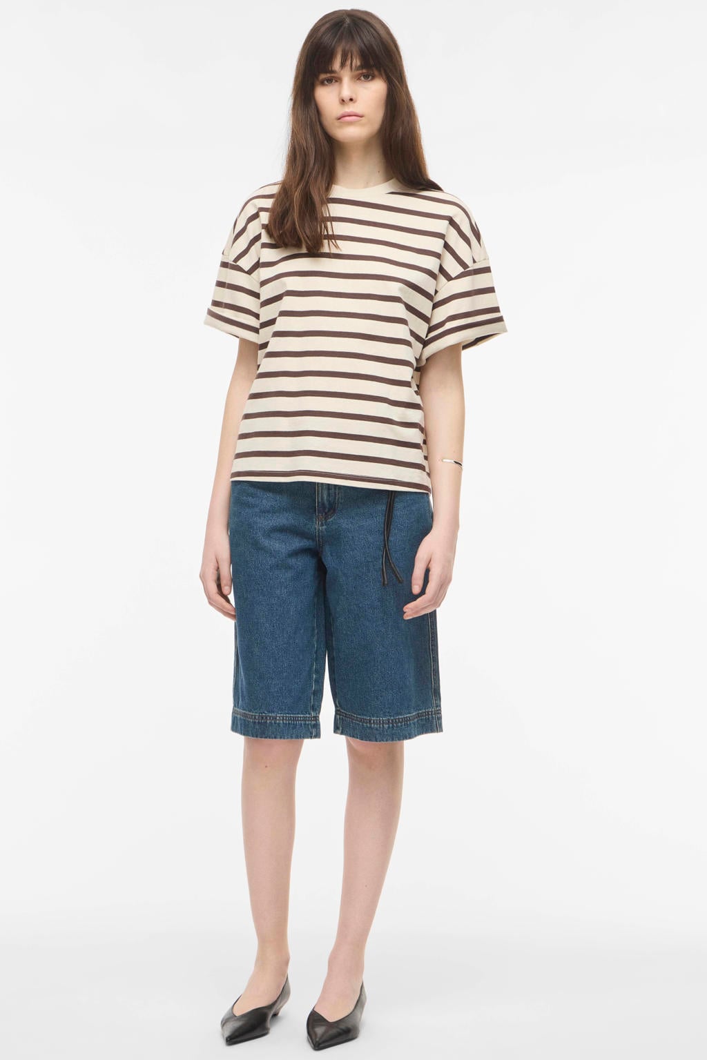 ROUGE EDIT gestreept T-shirt - beige