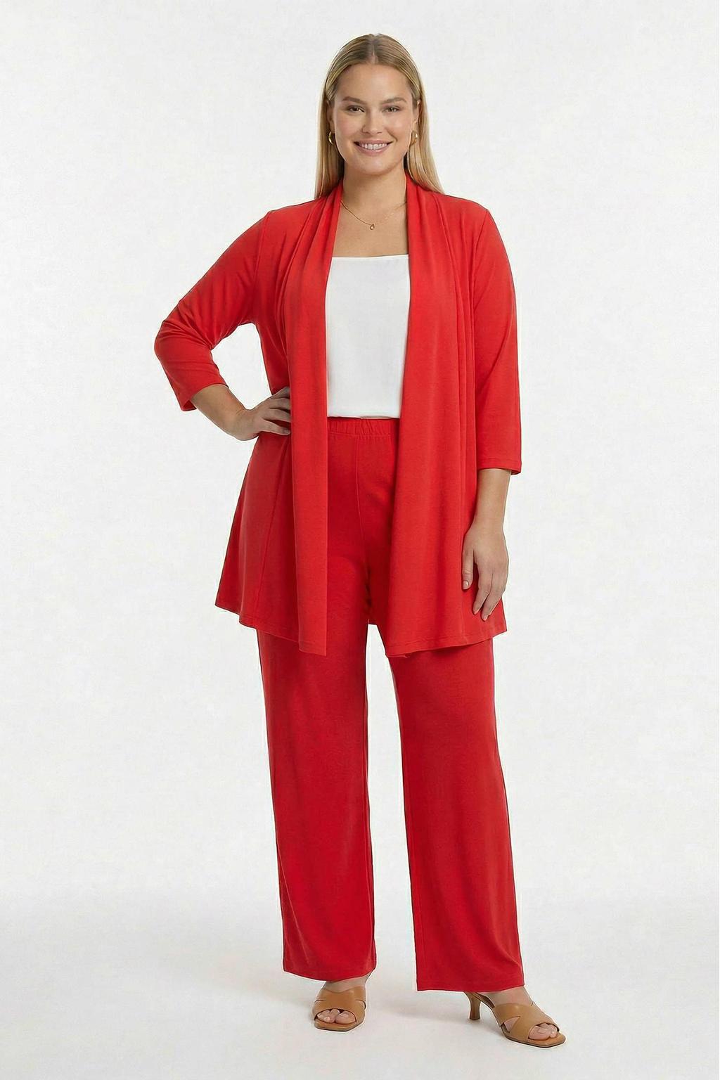 YOEK wide leg regular waist broek rood