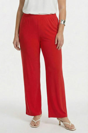 wide leg regular waist broek rood