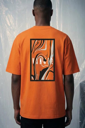 relaxed T-shirt met backprint oranje