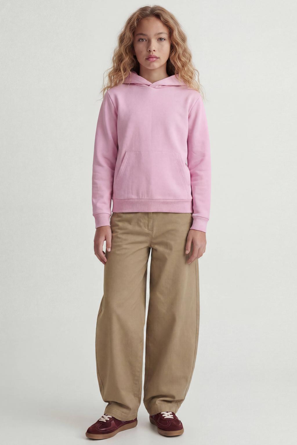 Roze meisjes JJXX GIRL sweat hoodie met effen, lange mouwen en capuchon