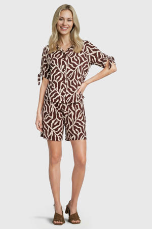 blouse met print - bruin