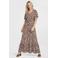 Geisha maxi jurk met print - donkerbruin