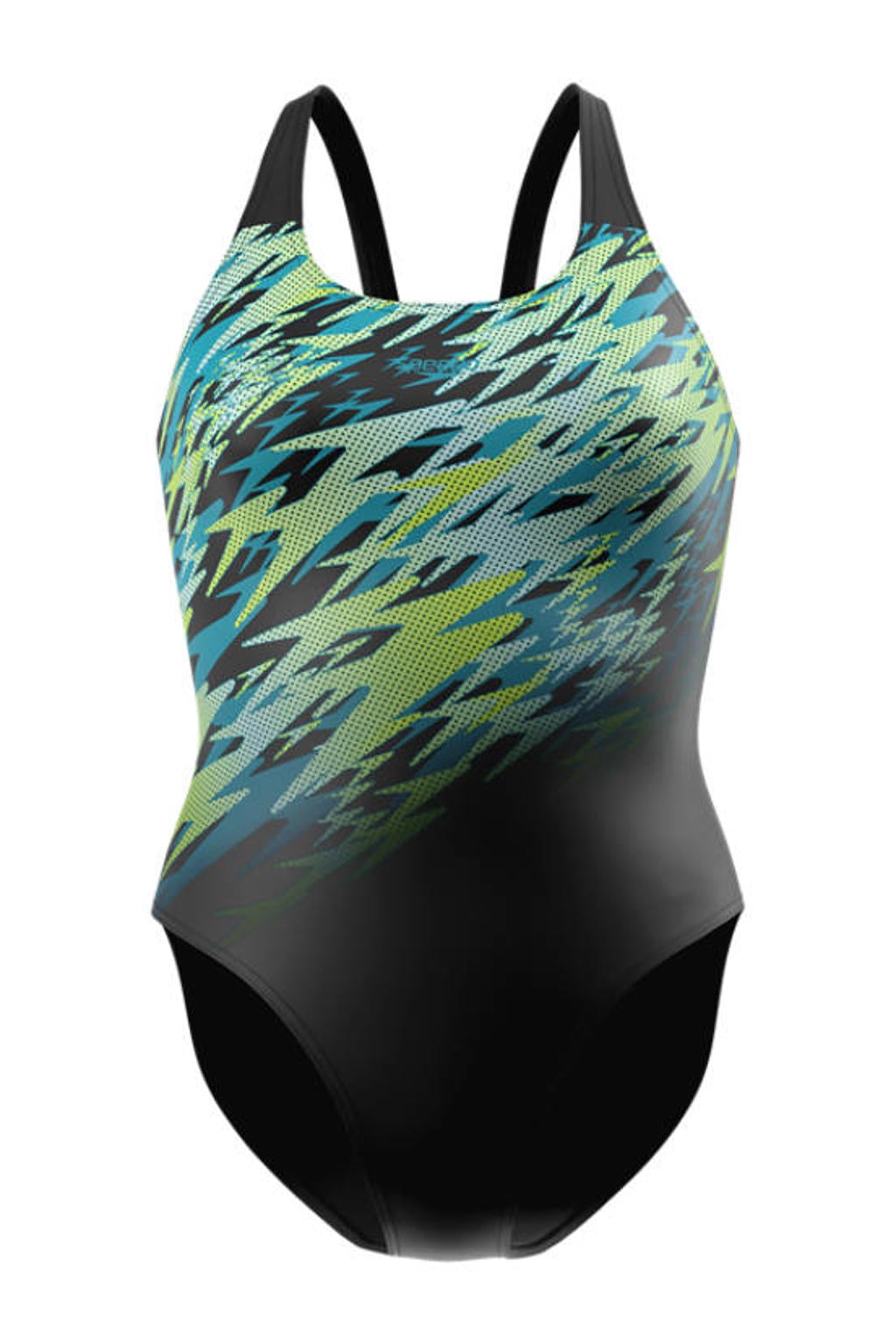 Speedo Hyperboom Endurance+ sportbadpak met print - zwart/groen