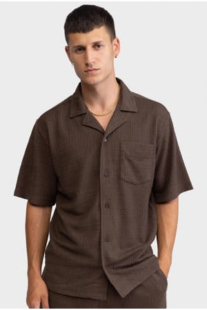 loose jacquard overhemd - bruin