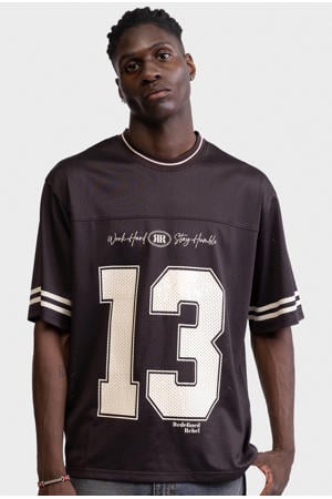 oversized T-shirt met print - bruin